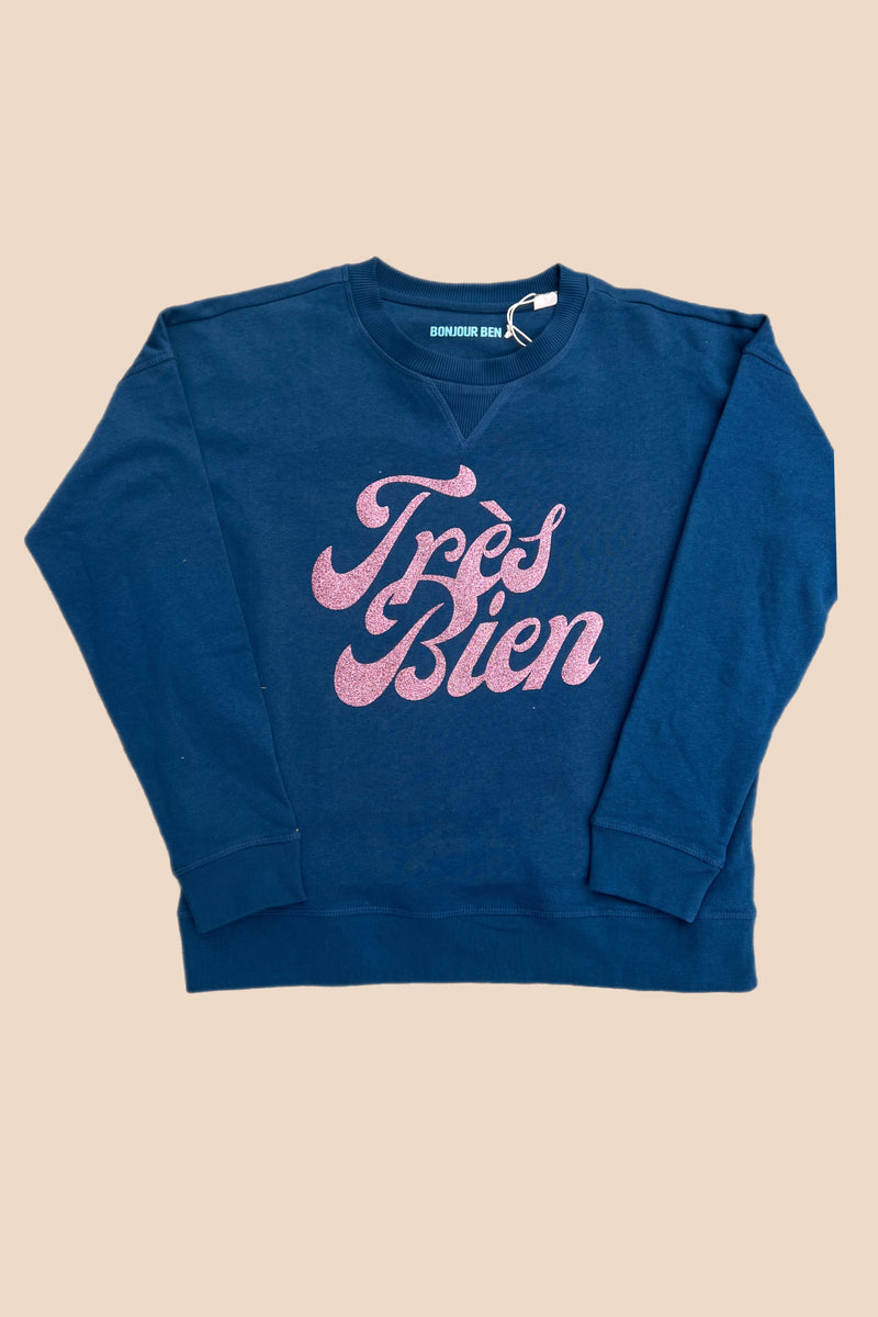 Très bien Sweatshirt - Blau / Rosa Glitzer