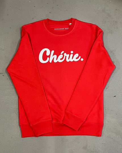 Chérie Sweater - Kirschrot/Weiß