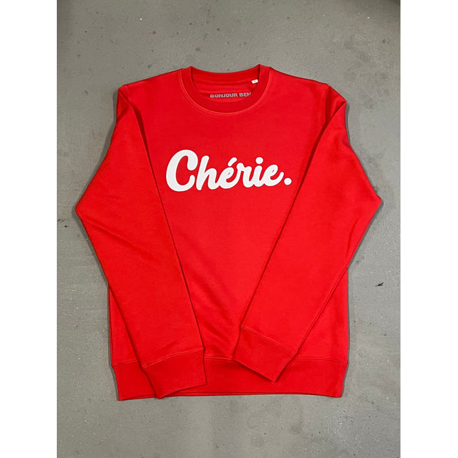 Chérie Sweatshirt - Kirschrot/Weiß