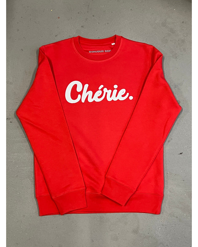 Chérie Sweatshirt - Kirschrot/Weiß