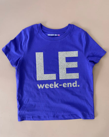 Le Weekend T-Shirt purple / gold glitter