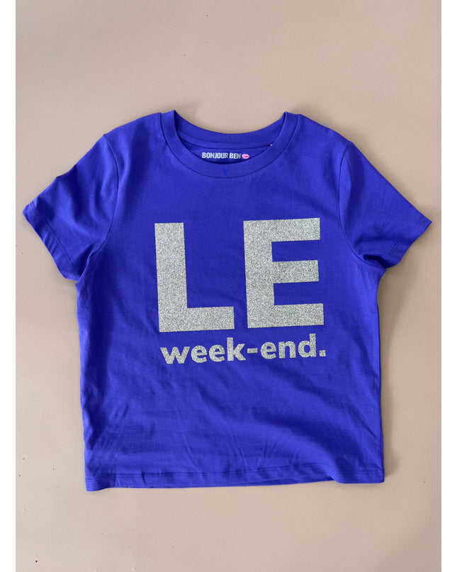 Le Weekend T-Shirt purple / gold glitter