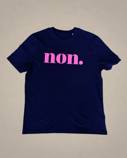 Non T-Shirt - dunkelblau neonpink glitzer