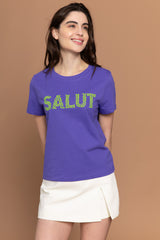 Salut T-Shirt - purple neongelb