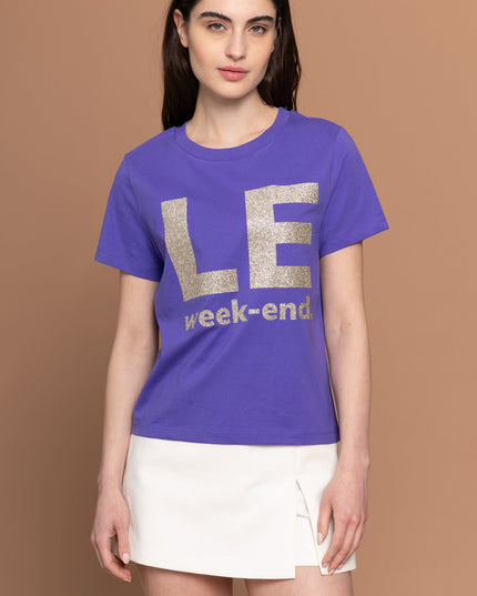 Le Weekend T-Shirt purple / gold glitter