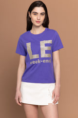 Le Weekend T-Shirt purple / gold glitter