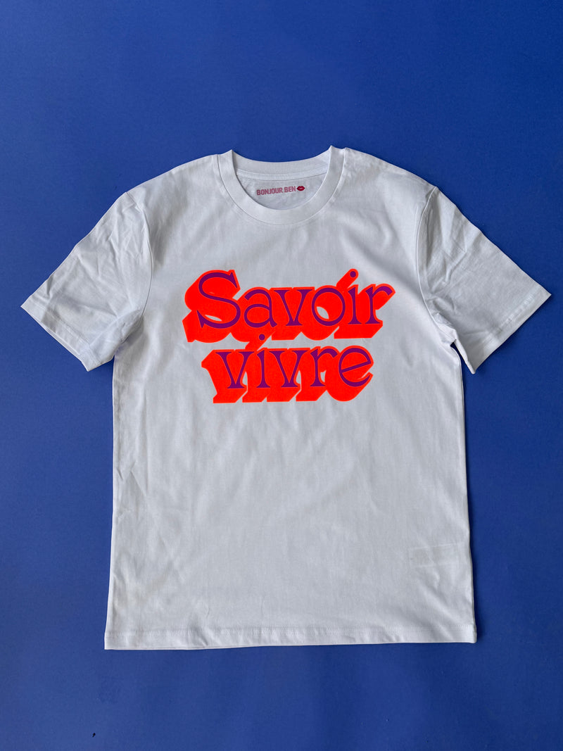 Savoir Vivre T-Shirt - Weiß / Orange