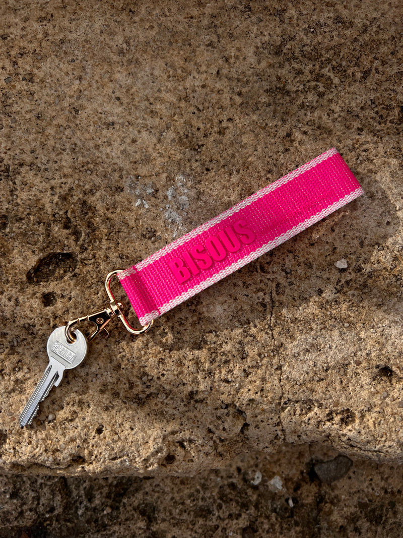 Schlüsselanhänger BISOUS - neon pink / Glitzer