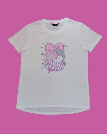 PARADISE HEARTS paradise T-Shirt - weiß / Glitzer