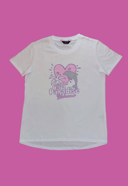 PARADISE HEARTS paradise T-Shirt - weiß / Glitzer