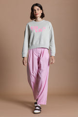 Ca va? Sweatshirt - hellgrau meliert/rosa