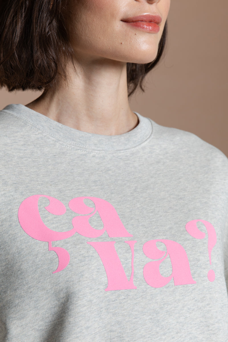 Ca va? Sweatshirt - hellgrau meliert/rosa