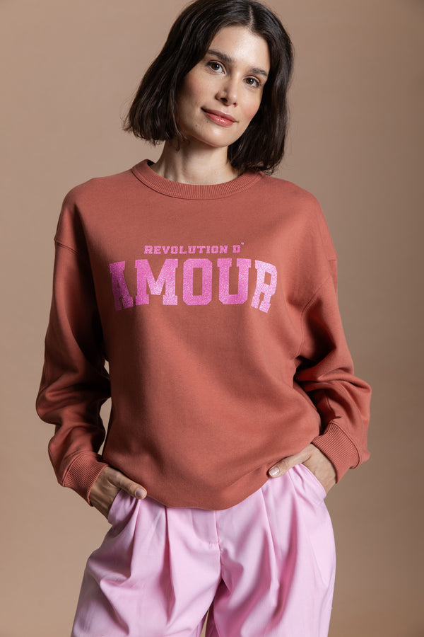 Revolution d'amour Sweatshirt - Rost/ Rosa Glitzer