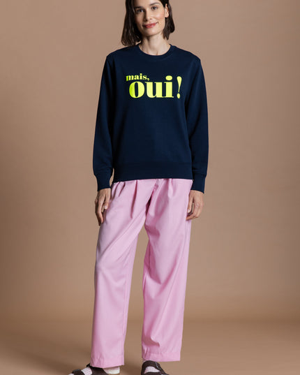 Mais, oui! Sweatshirt - Navy/Neon Gelb