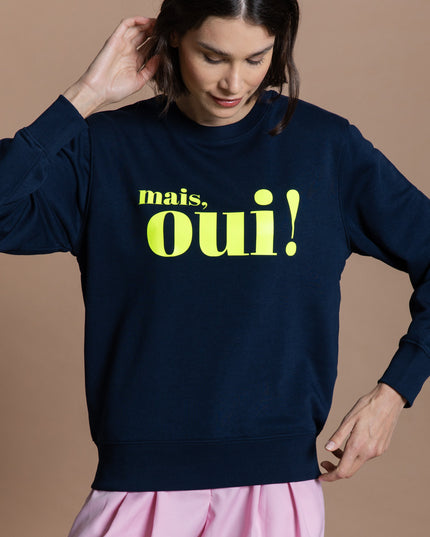 Mais, oui! Sweatshirt - Navy/Neon Gelb