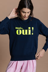 Mais, oui! Sweatshirt - Navy/Neon Gelb