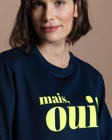 Mais, oui! Sweatshirt - Navy/Neon Gelb