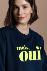 Mais, oui! Sweatshirt - Navy/Neon Gelb