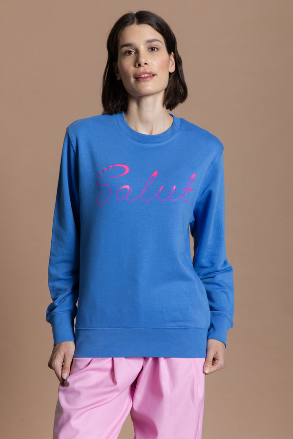 Salut Sweatshirt - Veilchenblau / Neon Pink