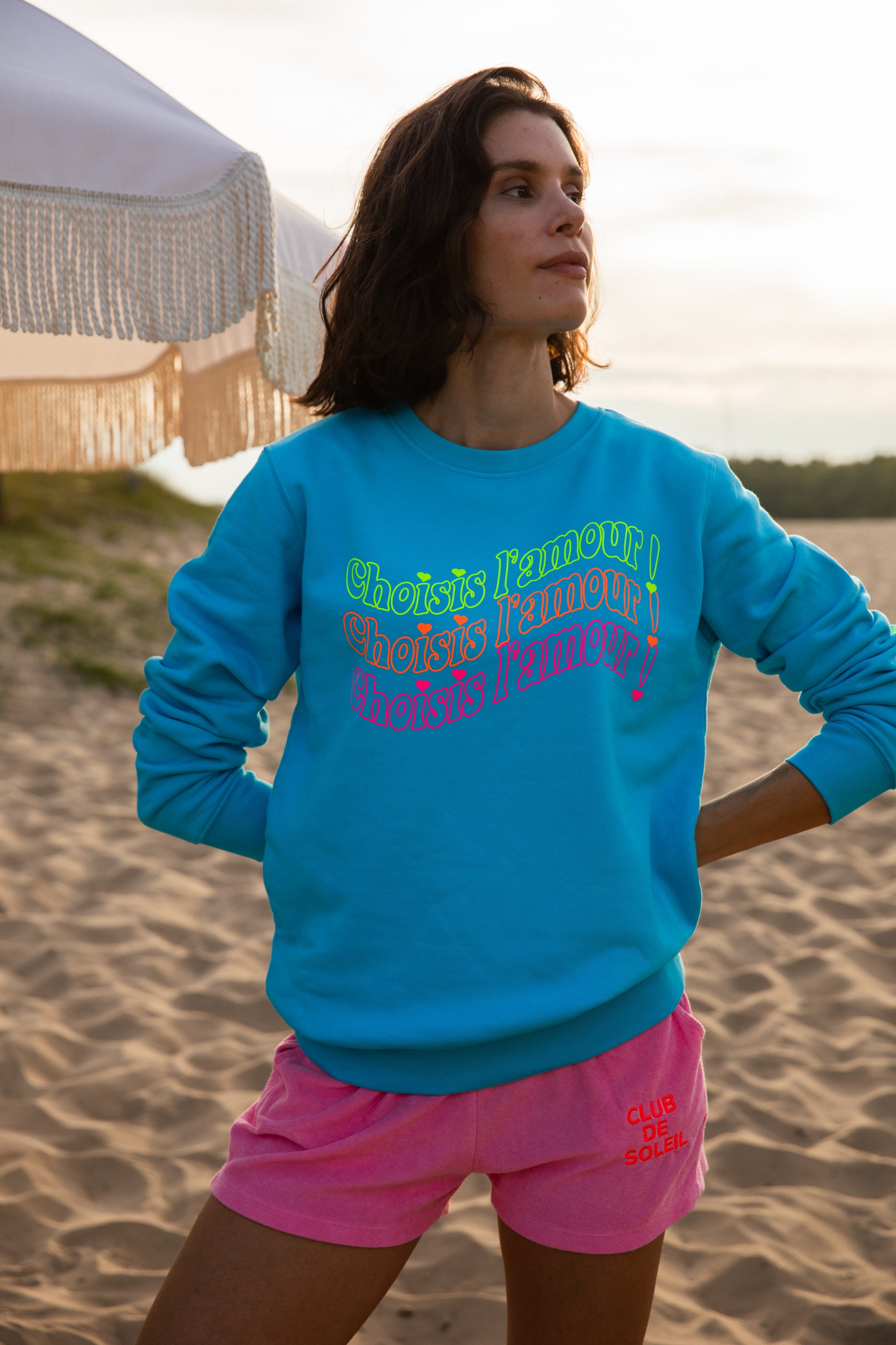 Choisis l'amour! Sweatshirt - Aqua / Neon