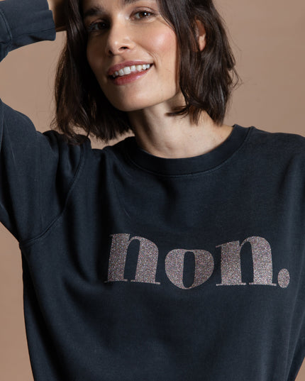 Non. Sweatshirt - Schwarzgrau Vintage/Glitzer