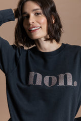 Non. Sweatshirt - Schwarzgrau Vintage/Glitzer