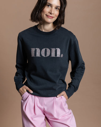 Non. Sweatshirt - Schwarzgrau Vintage/Glitzer