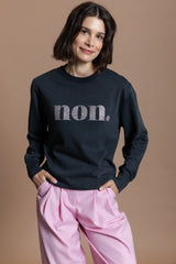 Non. Sweatshirt - Schwarzgrau Vintage/Glitzer