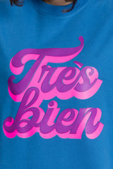 très bien Sweatshirt - Blau / neon pink purple