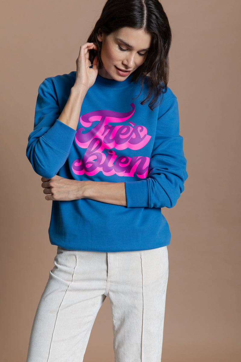 très bien Sweatshirt - Blau / neon pink purple