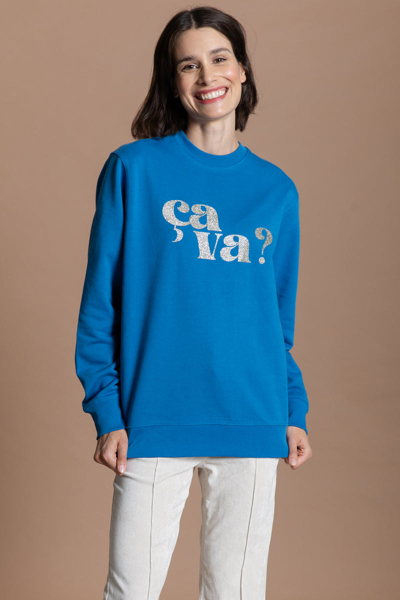 ca va? SWEATER  - blau I light gold glitter