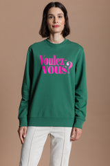 Voulez vous? Sweater - Smaragd / neon pink