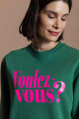 Voulez vous? Sweater - Smaragd / neon pink