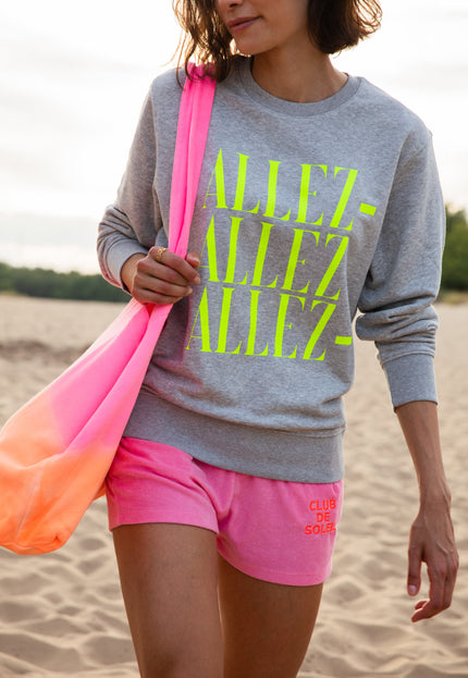 Allez Allez Allez Sweatshirt - Hellgrau/Neon Gelb