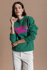 Voulez vous? Sweater - Smaragd / neon pink