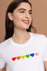 PARADISE HEARTS Rainbow Hearts T-Shirt weiß