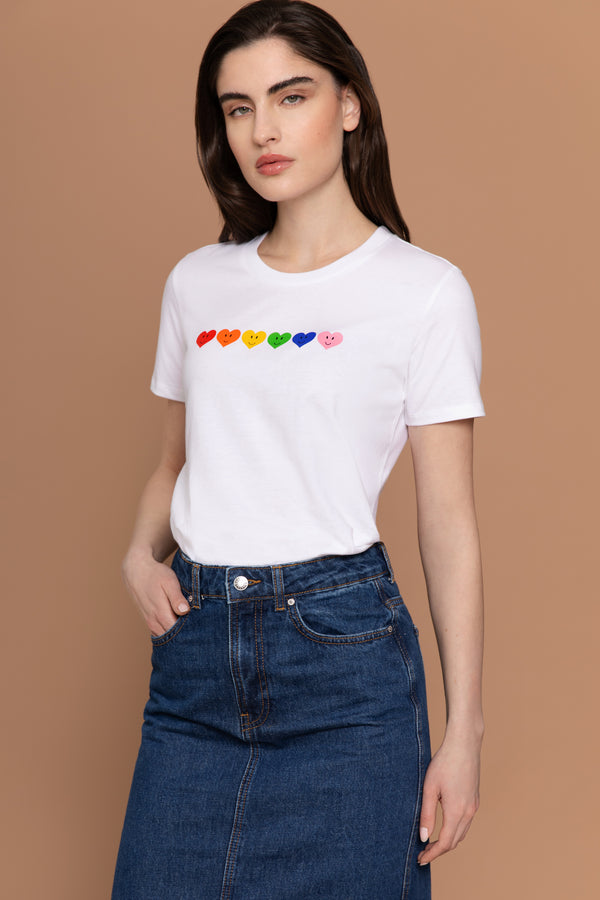 PARADISE HEARTS Rainbow Hearts T-Shirt weiß