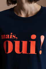 mais, oui! Longsleeve - navy / neon rot