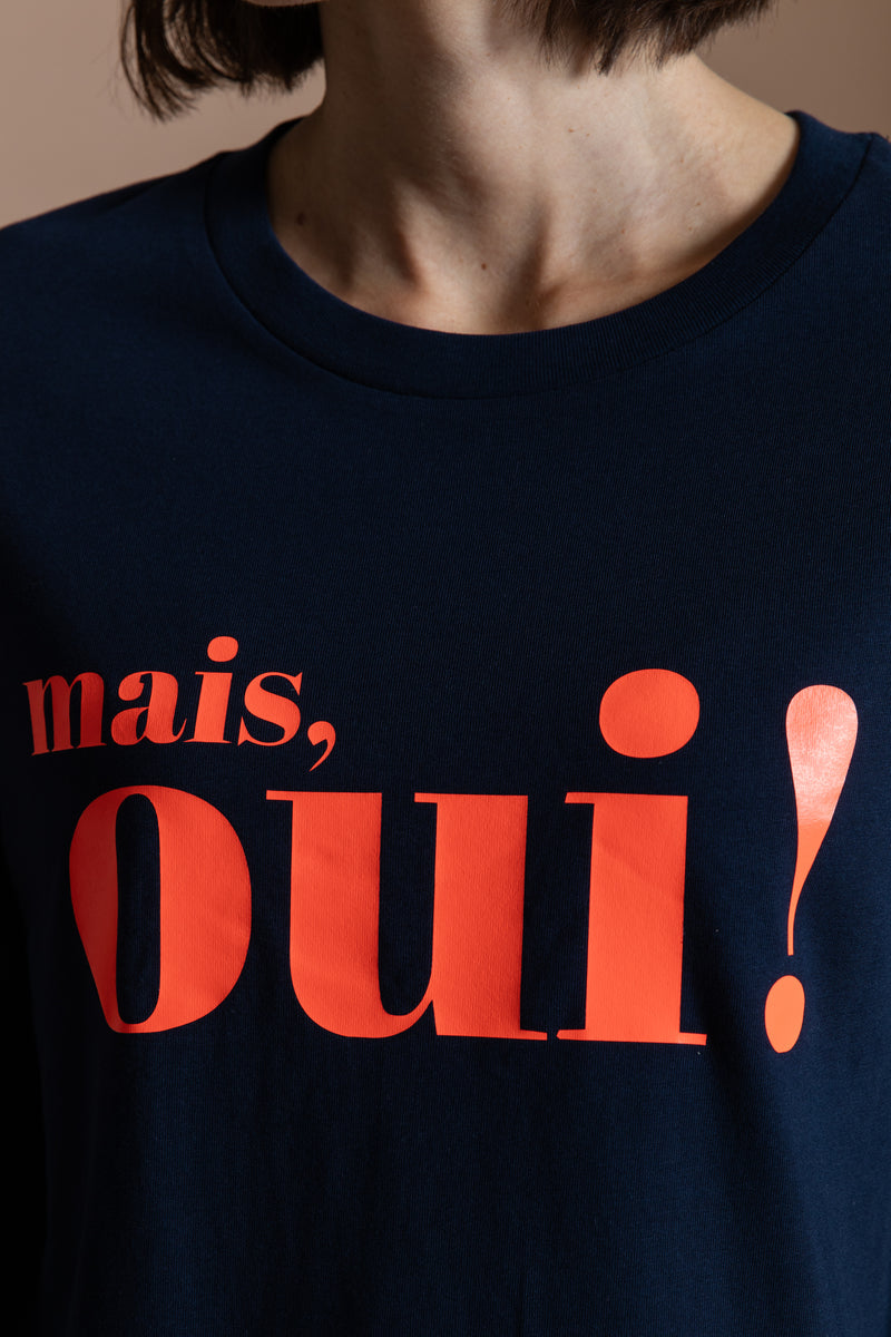 mais, oui! Longsleeve - navy / neon rot