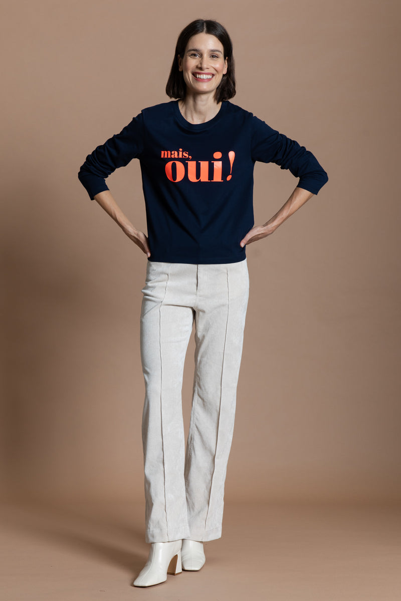 mais, oui! Longsleeve - navy / neon rot