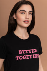 PARADISE HEARTS better together t-shirt schwarz rosa