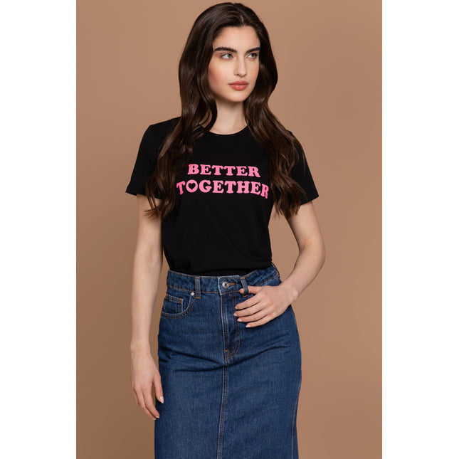 PARADISE HEARTS better together t-shirt schwarz rosa