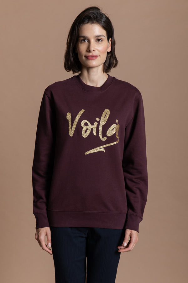 Voilà Sweatshirt - Pflaume/Glitzer Gold