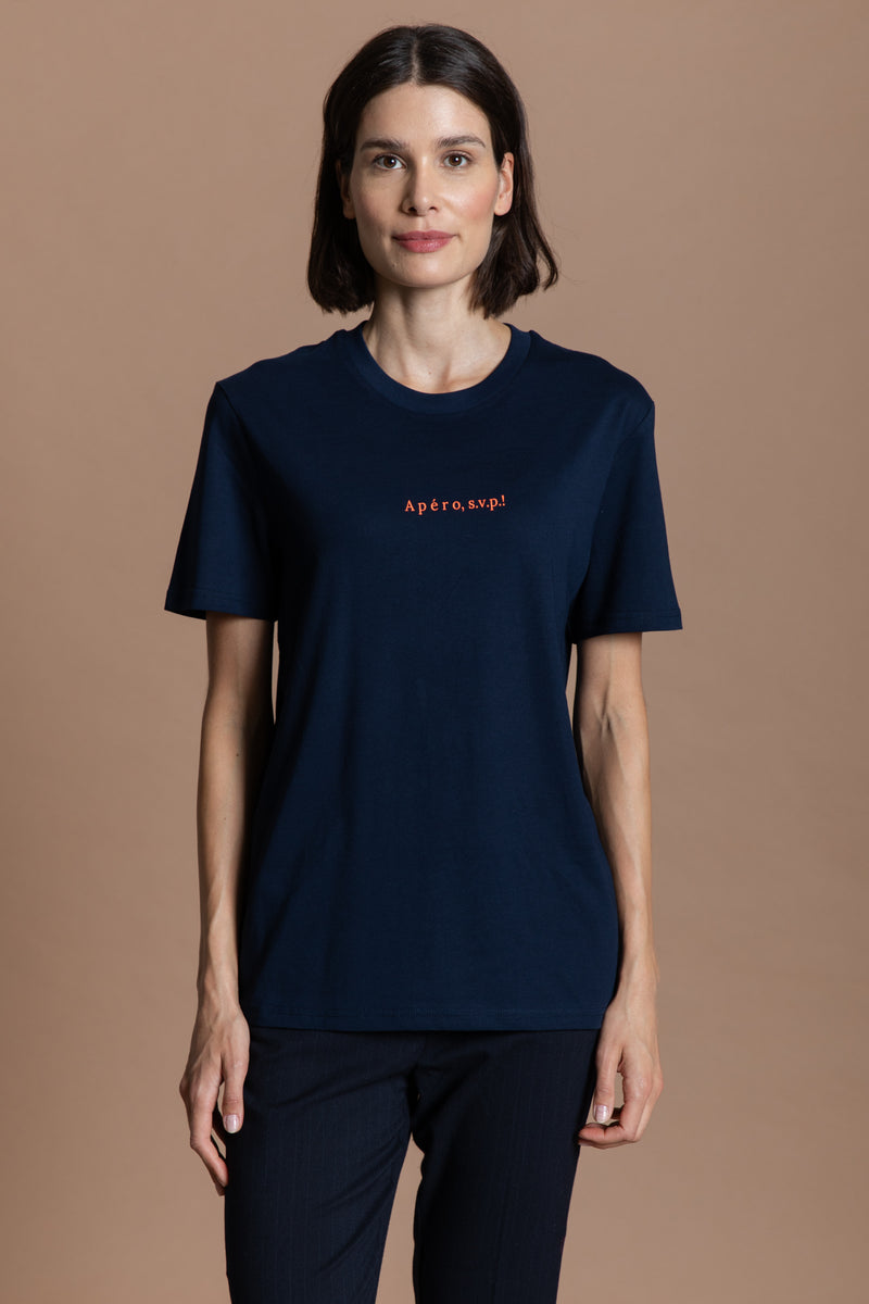 Apéro s. v. p. T-Shirt - navy /neon rot