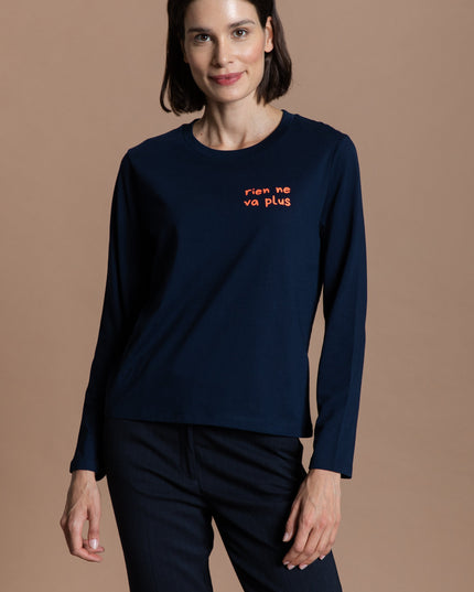 rien ne vas plus Longsleeve - navy / neon rot