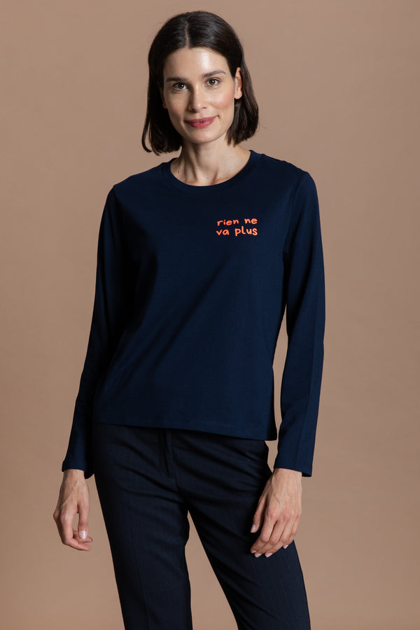 rien ne vas plus Longsleeve - navy / neon rot