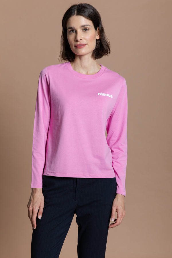 bisous plus Longsleeve - pink / blanc