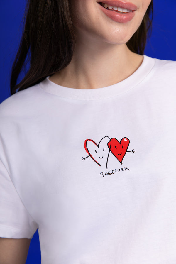 PARADISE HEARTS together t-shirt weiß oversized