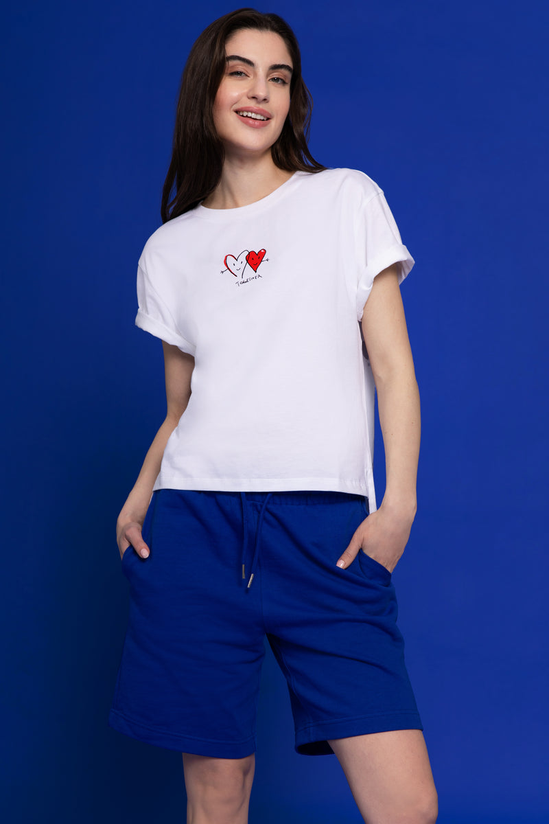 PARADISE HEARTS together t-shirt weiß oversized