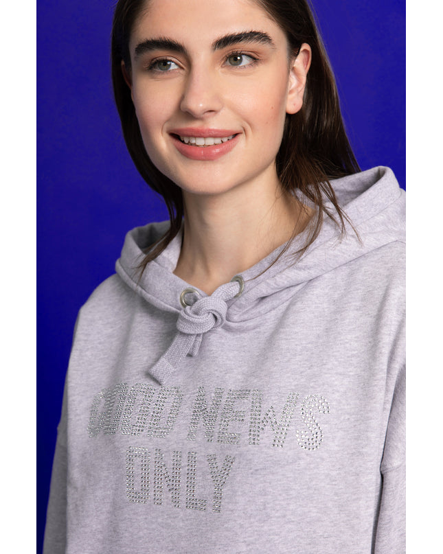 PARADISE HEARTS Good news only hoodie - grau glitzer